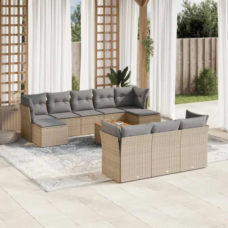 Loungetuinset met zwart materiaal en gepoedercoat staal afmetingen - Beige en grijs - Tuinsets