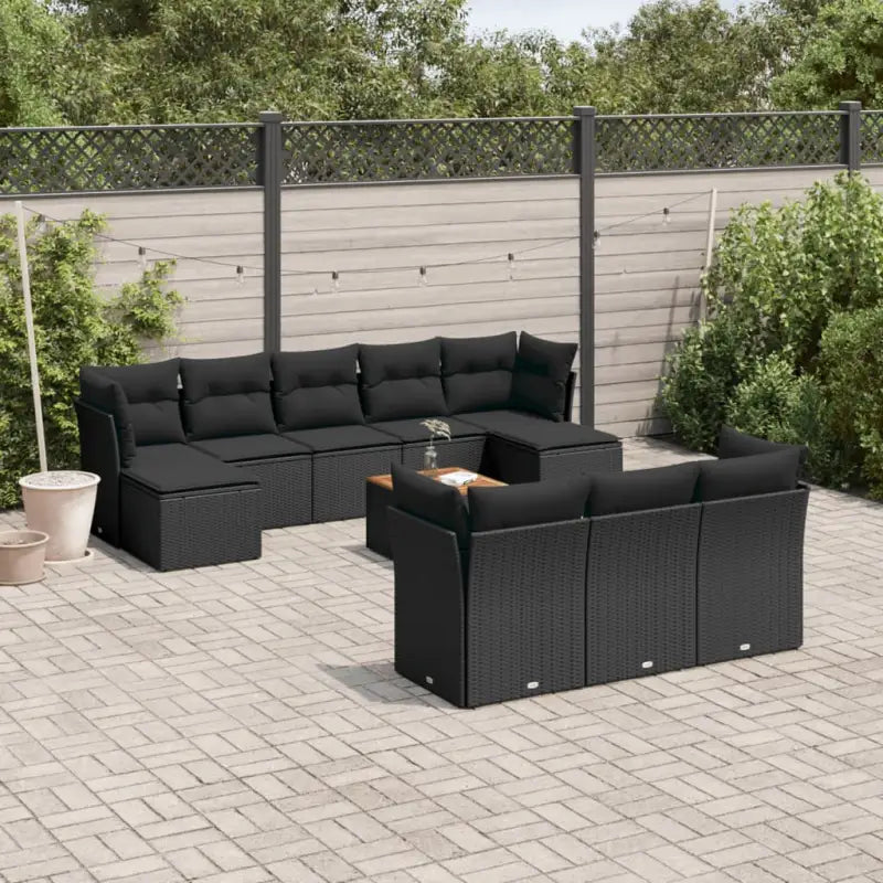 Loungetuinset met zwart materiaal en gepoedercoat staal afmetingen - Zwart - Tuinsets