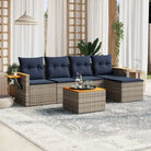 Loungetuinset met zwart materiaal en gepoedercoat staal afmetingen - Grijs / Met tafel - Tuinsets