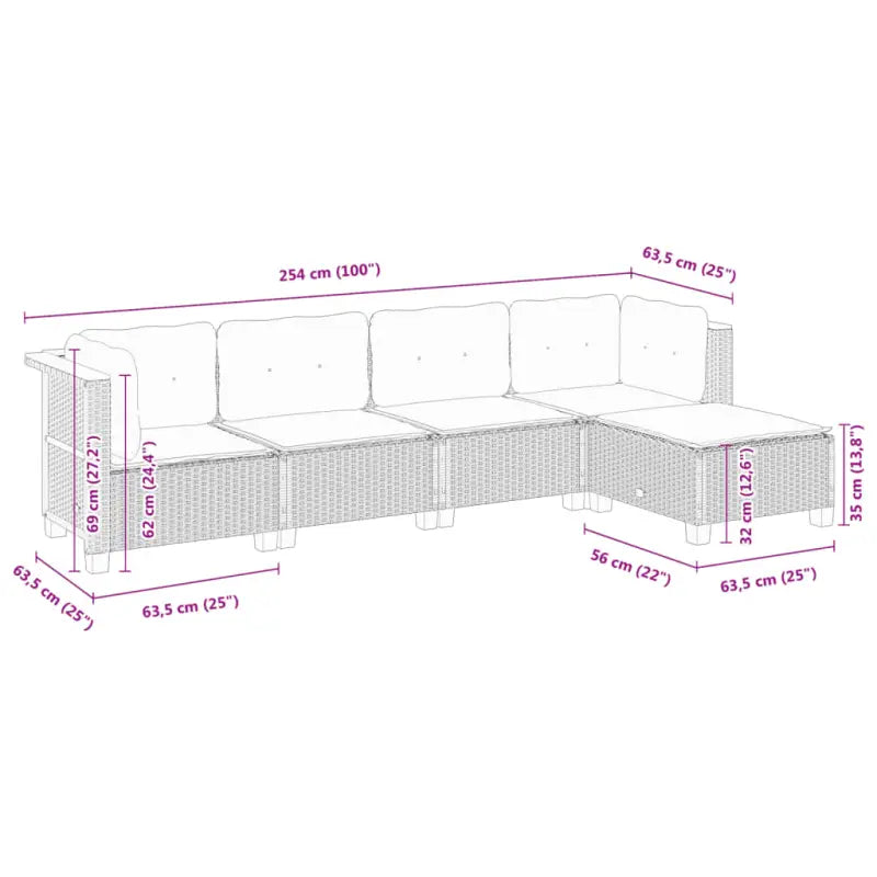 Loungetuinset met zwarte gepoedercoate stalen afwerking en natuurlijke olieafwerking - Tuinsets