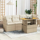 Loungetuinset van beige materiaal en gepoedercoat staal met afmetingen - beige en crèmekleurig / met opbergruimte