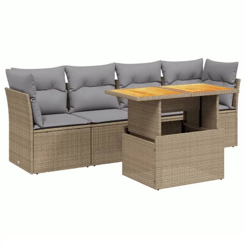 Loungetuinset van beige materiaal en gepoedercoat staal met afmetingen - Tuinsets