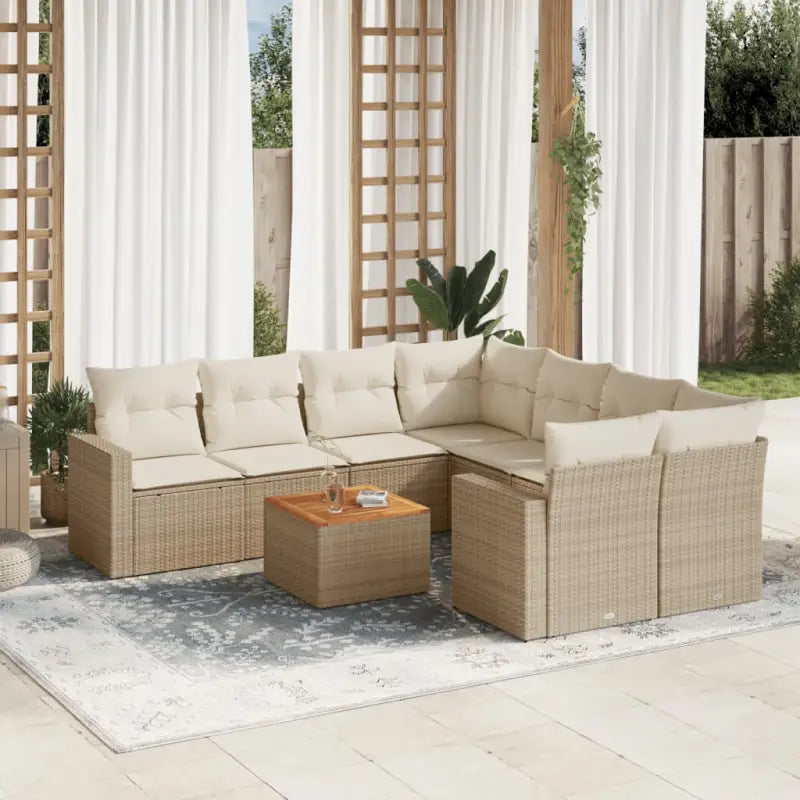 Loungetuinset van beige materiaal en gepoedercoat staal met afmetingen - beige en crèmekleurig - Tuinsets