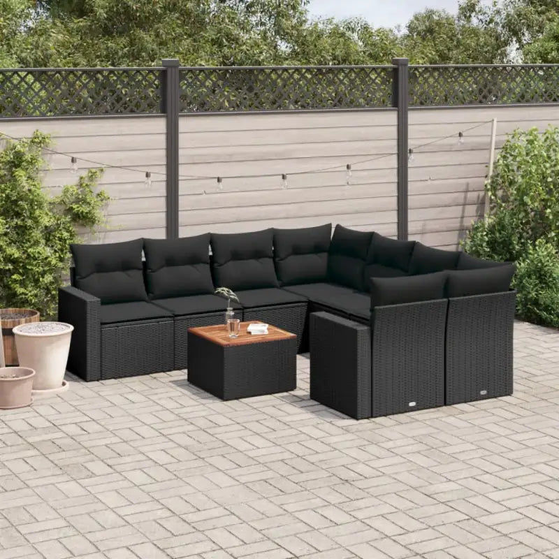Loungetuinset van beige materiaal en gepoedercoat staal met afmetingen - Zwart - Tuinsets