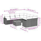 Loungetuinset van beige materiaal en gepoedercoat staal met afmetingen - Tuinsets