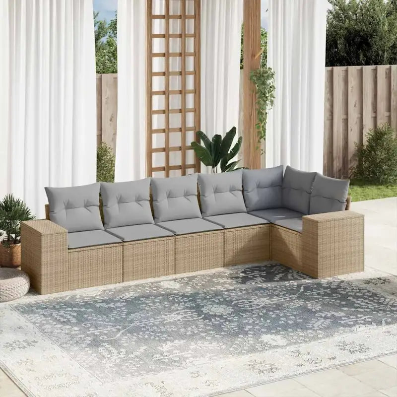 Loungetuinset van beige materiaal en gepoedercoat staal met afmetingen - Beige en grijs / Zonder tafel - Tuinsets