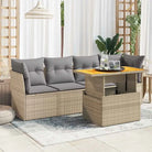 Loungetuinset van beige materiaal en gepoedercoat staal met afmetingen - Beige en grijs / met opbergruimte - Tuinsets