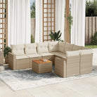 Loungetuinset van beige materiaal en gepoedercoat staal met afmetingen - Tuinsets