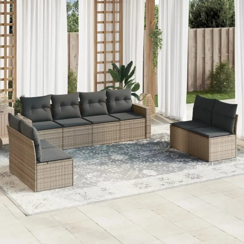 Loungetuinset van beige materiaal en gepoedercoat staal afmetingen - Grijs / Zonder tafel - Tuinsets