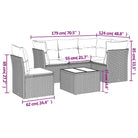 Loungetuinset van bruin materiaal en gepoedercoat staal met afmetingen - Tuinsets