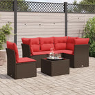 Loungetuinset van bruin materiaal en gepoedercoat staal met afmetingen - Tuinsets