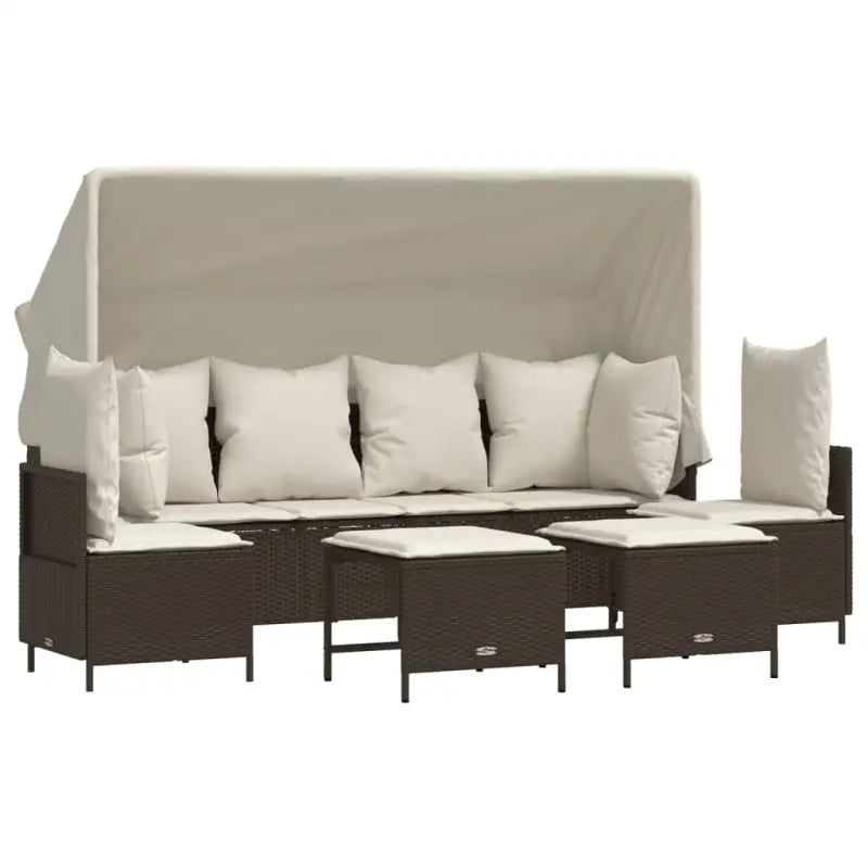 Loungetuinset van bruin materiaal met gepoedercoat staal afmetingen - Tuinsets