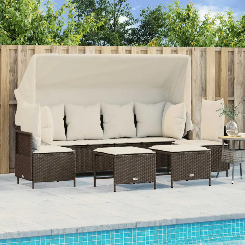 Loungetuinset van bruin materiaal met gepoedercoat staal afmetingen - Tuinsets