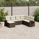 Loungetuinset van gepoedercoat staal in beige materiaal met afmetingen - Bruin en crème / Met tafel - Tuinsets