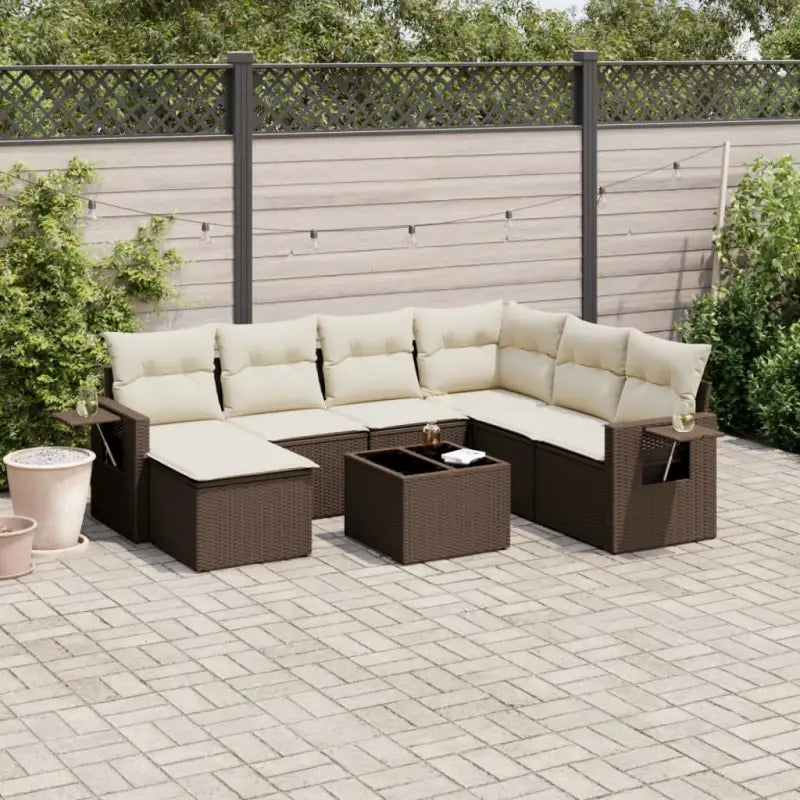 Loungetuinset van gepoedercoat staal in beige materiaal met afmetingen - Bruin en crème / Zonder tafel - Tuinsets