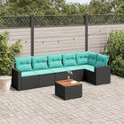 Loungetuinset van gepoedercoat staal in zwart materiaal voor buiten genieten - Zwart / hoek + Tafel + 3x midden