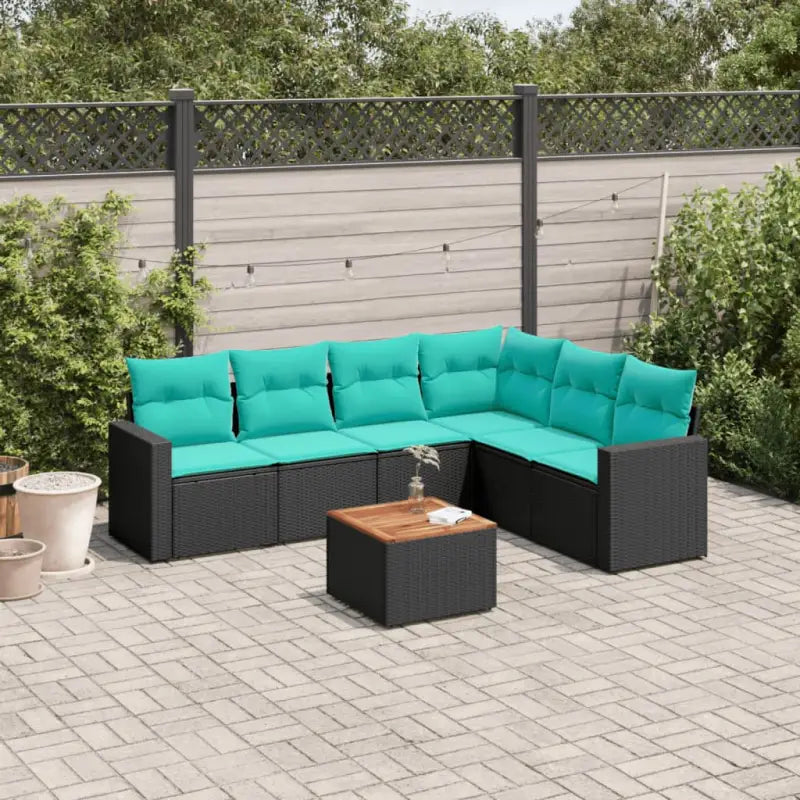 Loungetuinset van gepoedercoat staal in zwart materiaal voor buiten genieten - Zwart / 3x midden + Tafel + hoek