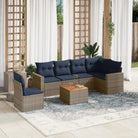 Loungetuinset van gepoedercoat staal in zwart materiaal voor buiten genieten - Grijs / Tafel + hoek + 3x midden