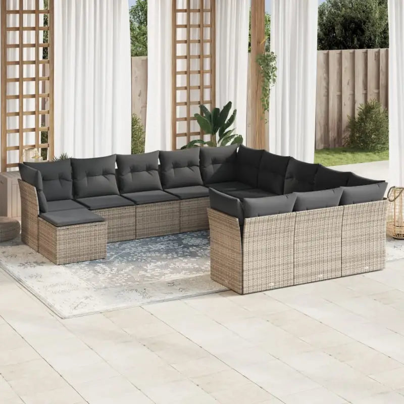 Loungetuinset van gepoedercoat staal met beige materiaal afmetingen - Grijs / Zonder tafel - Tuinsets