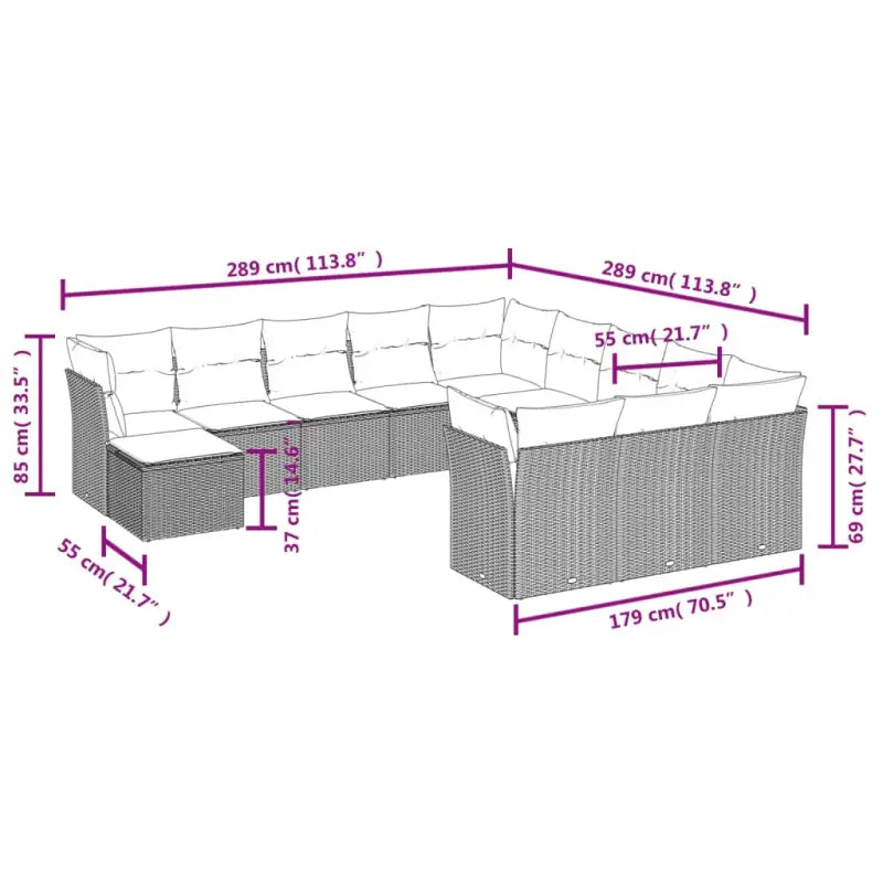 Loungetuinset van gepoedercoat staal met beige materiaal afmetingen - Tuinsets