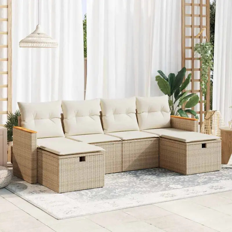 Loungetuinset van gepoedercoat staal met beige materiaal en grote afmetingen - beige en crèmekleurig / met opbergruimte