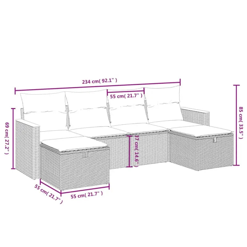 Loungetuinset van gepoedercoat staal met beige materiaal en grote afmetingen - Tuinsets