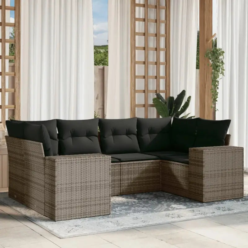 Loungetuinset van gepoedercoat staal met grijs materiaal voor terras - Tuinsets