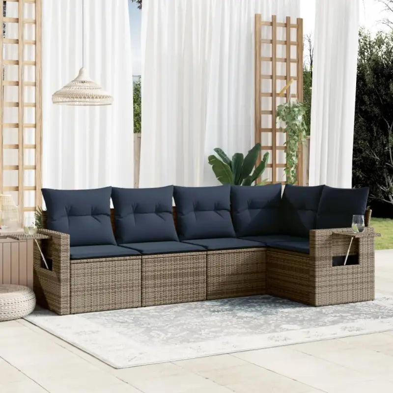Loungetuinset van gepoedercoat staal met waterdichte tas en afmetingen - Grijs en blauw / Zonder tafel - Tuinsets