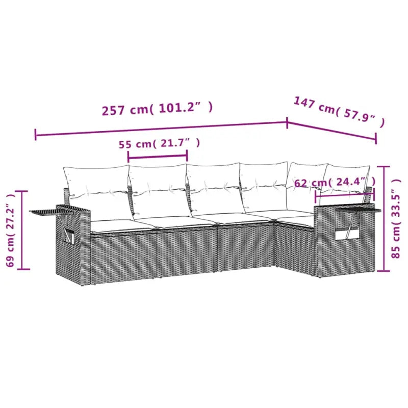 Loungetuinset van gepoedercoat staal met waterdichte tas en afmetingen - Tuinsets
