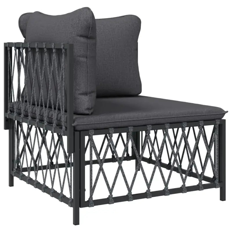 Loungetuinset van geweven stof met antraciet materiaal en gepoedercoat staal - Tuinsets