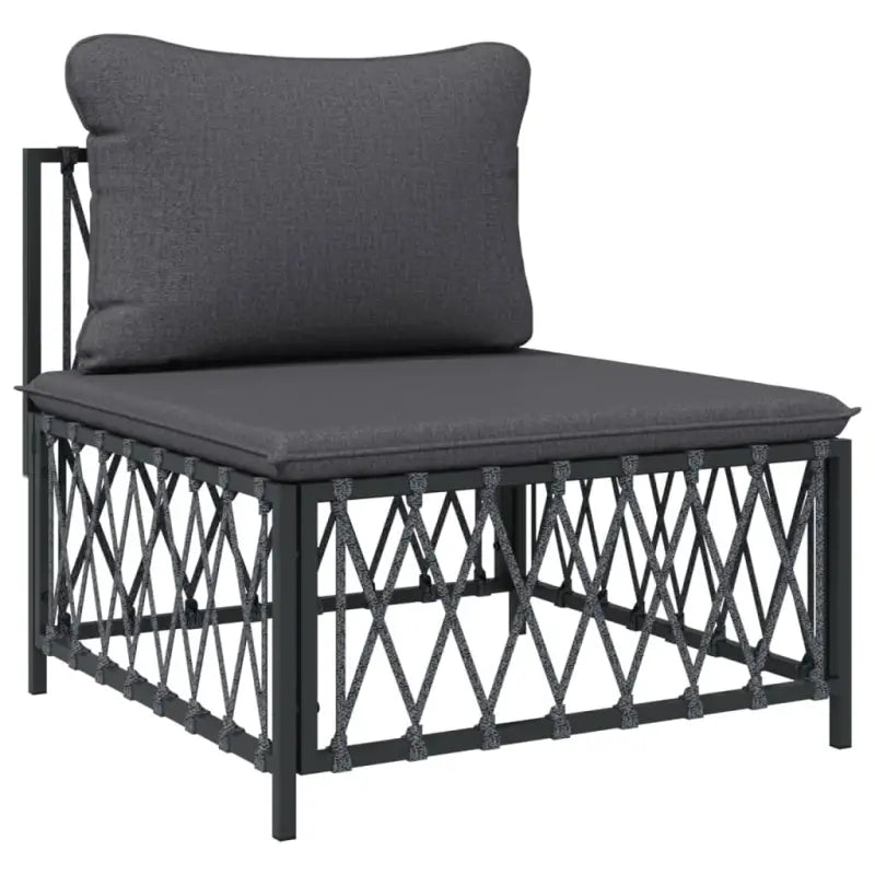 Loungetuinset van geweven stof met antraciet materiaal en gepoedercoat staal - Tuinsets