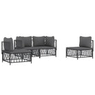 Loungetuinset van geweven stof met antraciet materiaal en gepoedercoat staal - Tuinsets