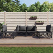 Loungetuinset van geweven stof met antraciet materiaal en gepoedercoat staal - Tuinsets