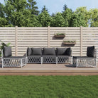 Loungetuinset van geweven stof met antraciet materiaal en gepoedercoat staal - Wit / 2x hoek + 3x midden - Tuinsets