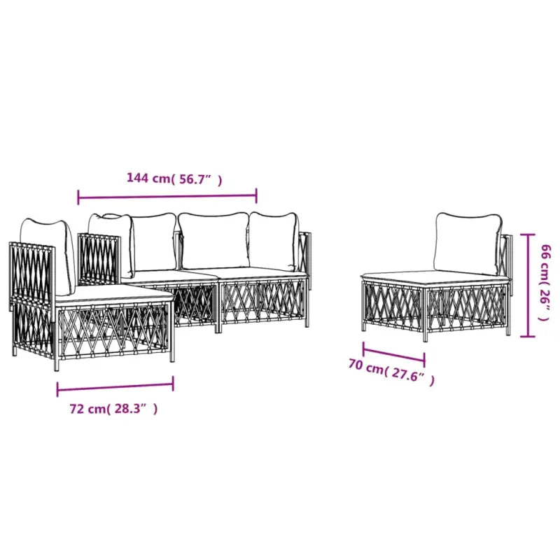 Loungetuinset van geweven stof met antraciet materiaal en gepoedercoat staal - Tuinsets