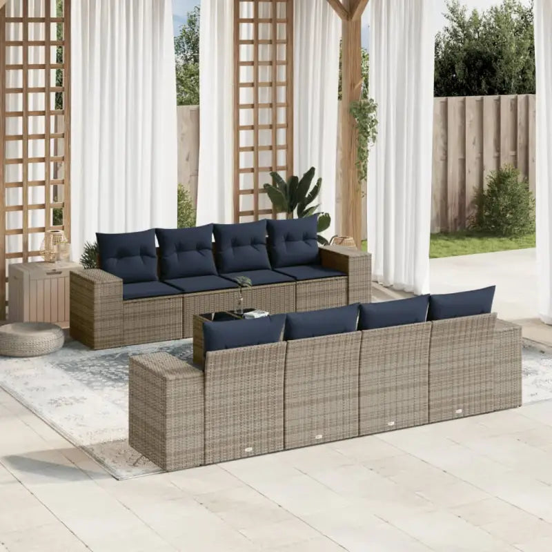 Loungetuinset van grijs materiaal en gepoedercoat staal met afmetingen - Grijs - Tuinsets