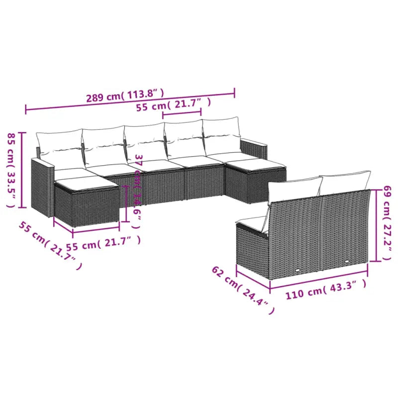 Loungetuinset van grijs materiaal en gepoedercoat staal met comfortabele afmetingen - Tuinsets
