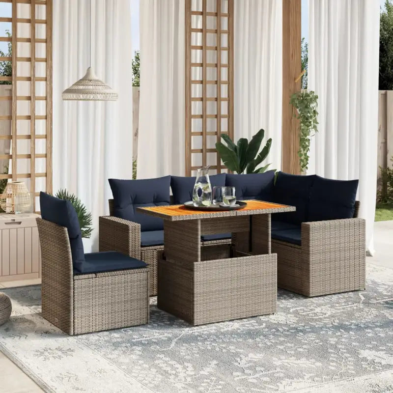 Loungetuinset van grijs materiaal en gepoedercoat staal met ruime afmetingen - Grijs / 2x middle + table + 1x corner