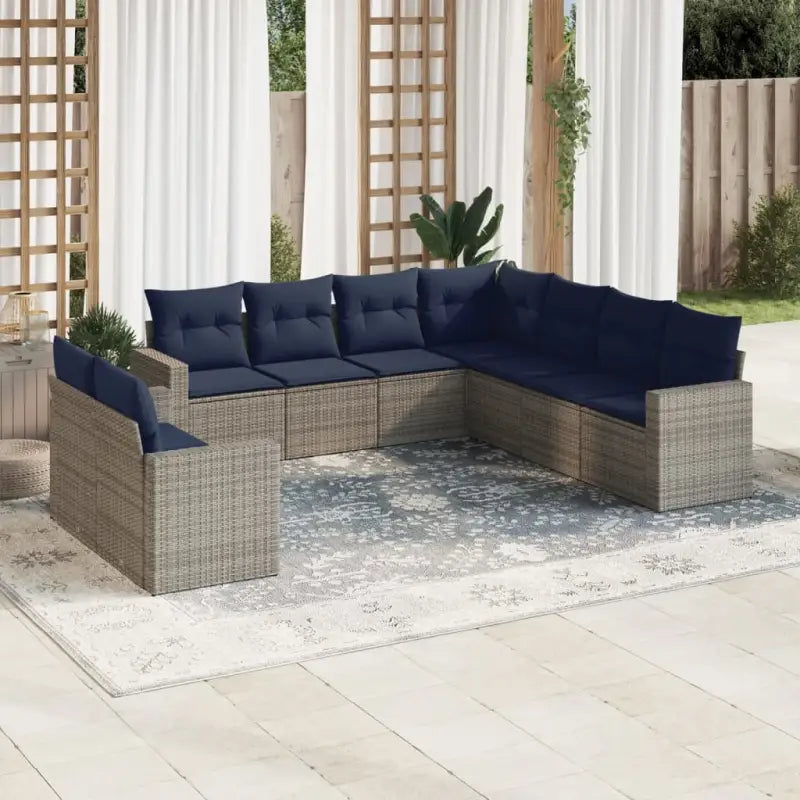 Loungetuinset van grijs materiaal met gepoedercoat staal en afmetingen - Beige en grijs / Zonder tafel - Tuinsets