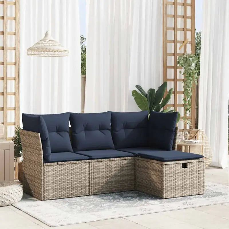 Loungetuinset van grijs materiaal met gepoedercoat staal afmetingen - Grijs / met opbergruimte - Tuinsets