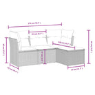Loungetuinset van grijs materiaal met gepoedercoat staal afmetingen - Tuinsets