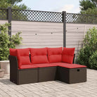 Loungetuinset van grijs materiaal met gepoedercoat staal afmetingen - Bruin / met opbergruimte - Tuinsets