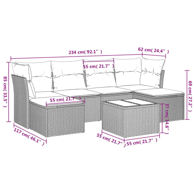 Loungetuinset van grijs materiaal met gepoedercoat staal afmetingen - Tuinsets