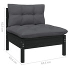 Loungetuinset van massief grenenhout met voetenbank en tafel - Zwart - Tuinsets