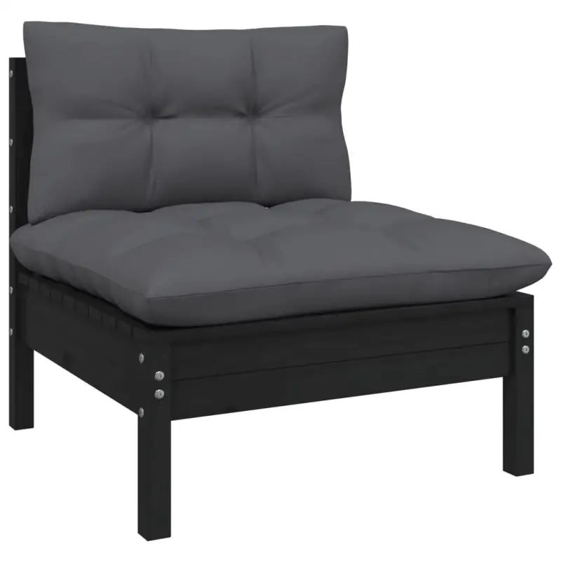 Loungetuinset van massief grenenhout met voetenbank en tafel - Zwart - Tuinsets