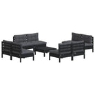 Loungetuinset van massief grenenhout met voetenbank en tafel - Zwart - Tuinsets