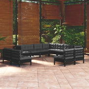Loungetuinset van massief grenenhout voor ontspanning en gezelschap - Zwart - Tuinsets