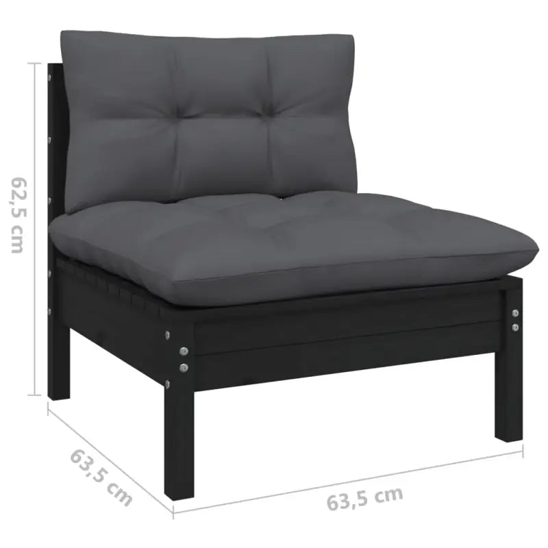 Loungetuinset van massief grenenhout voor ontspanning en gezelschap - Zwart - Tuinsets