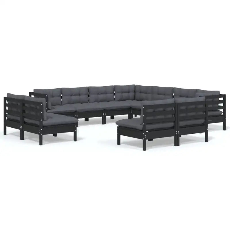 Loungetuinset van massief grenenhout voor ontspanning en gezelschap - Zwart - Tuinsets