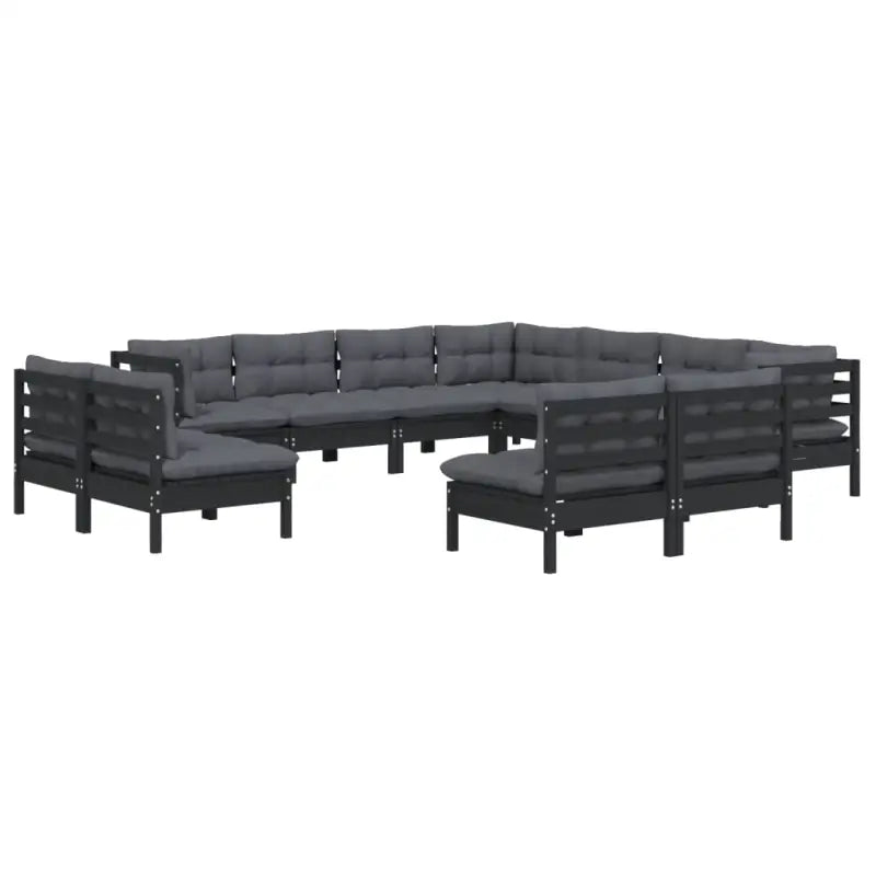 Loungetuinset van massief grenenhout voor ontspanning en gezelschap - Zwart - Tuinsets